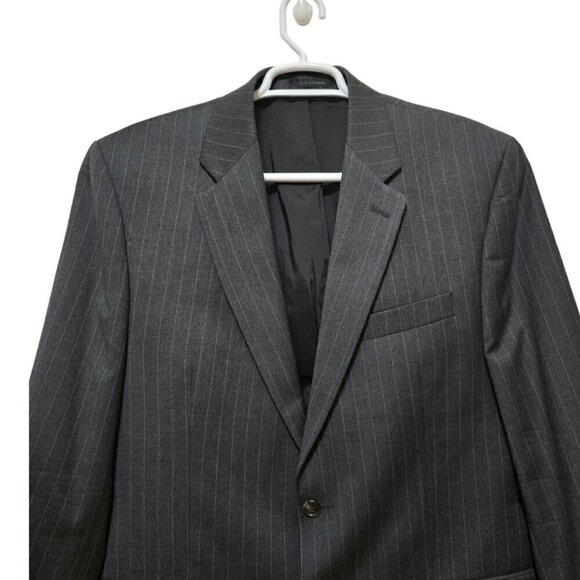 Ralph Lauren Gray Wool Pinstripe Single Breasted Blazer Sz 44L - Picture 3 of 11